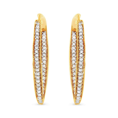 10K Yellow Gold 1/2 Cttw Round-Cut Diamond Modern Hoop Earrings (I-J Color, I2-I3 Clarity)-3