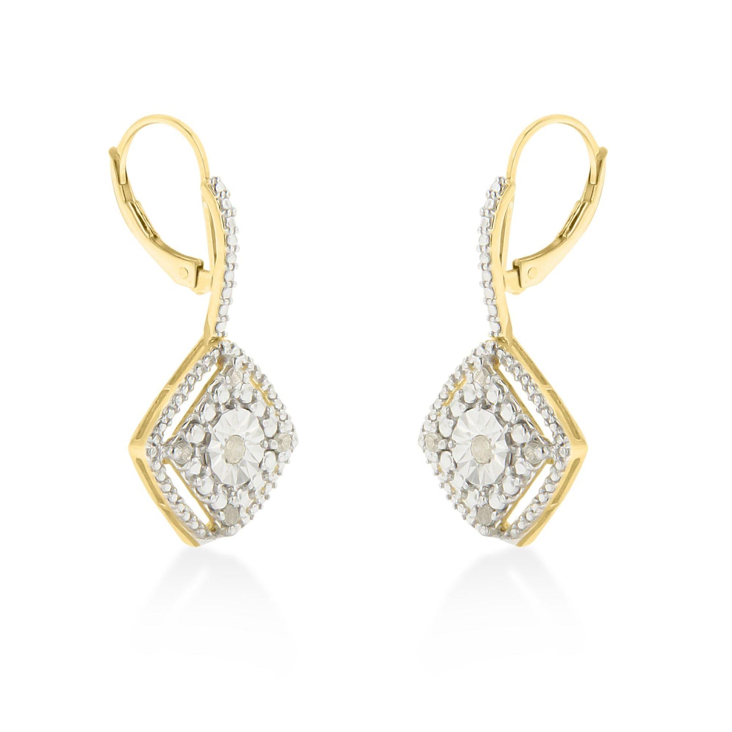 Sterling Silver Rose Diamond Dangle Earring (0.25 cttw, I-J Color, I2-I3 Clarity)-3