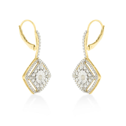 Sterling Silver Rose Diamond Dangle Earring (0.25 cttw, I-J Color, I2-I3 Clarity)-3