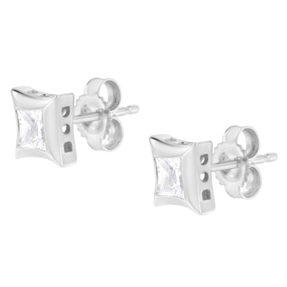 10K White Gold 1/2 Cttw Invisible Set Princess-Cut Diamond Stud Earrings (H-I Color, SI2-I1 Clarity)-3