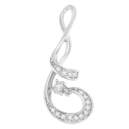 Espira 10K White Gold 1/5 Cttw Brilliant-Cut Diamond Sparkling Spiral 18" Pendant Necklace (J-K color, I2-I3 Clarity)-3