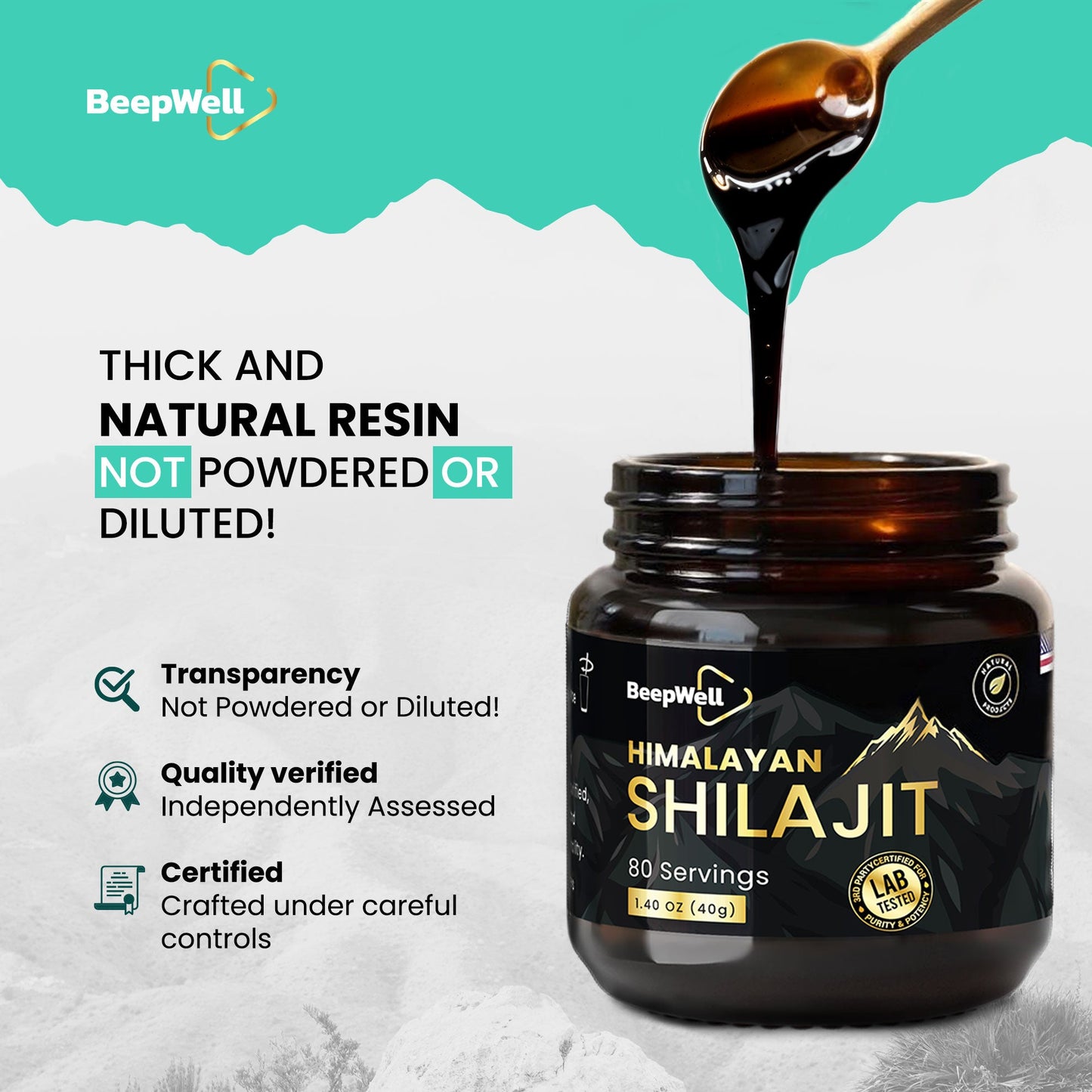 BeepWell Himalayan Shilajit Resin – Mineral-Rich Resin with Fulvic Acid – 1.40 oz – Approx. 80 Servings-3