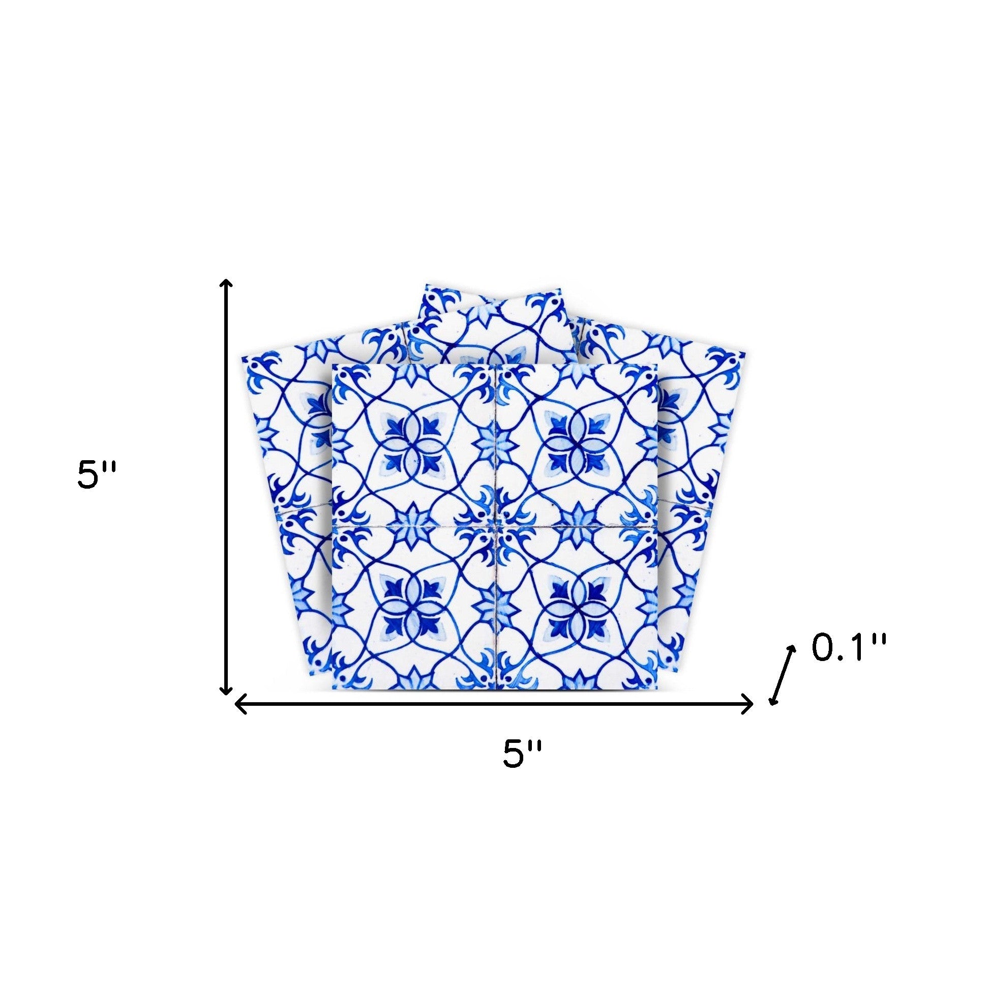 5" X 5" Blue Micro Peel And Stick Removable Tiles-8