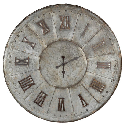 39" Rustic Galvanized Metal Round Wall Clock-0