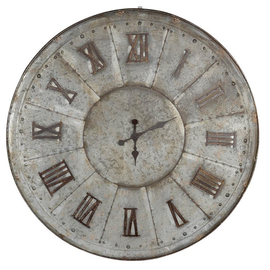 39" Rustic Galvanized Metal Round Wall Clock-0