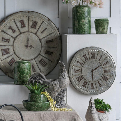39" Rustic Galvanized Metal Round Wall Clock-6