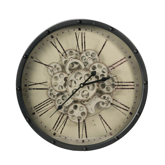 18" Black and Ivory Vintage Gear Industrial Wall Clock-0