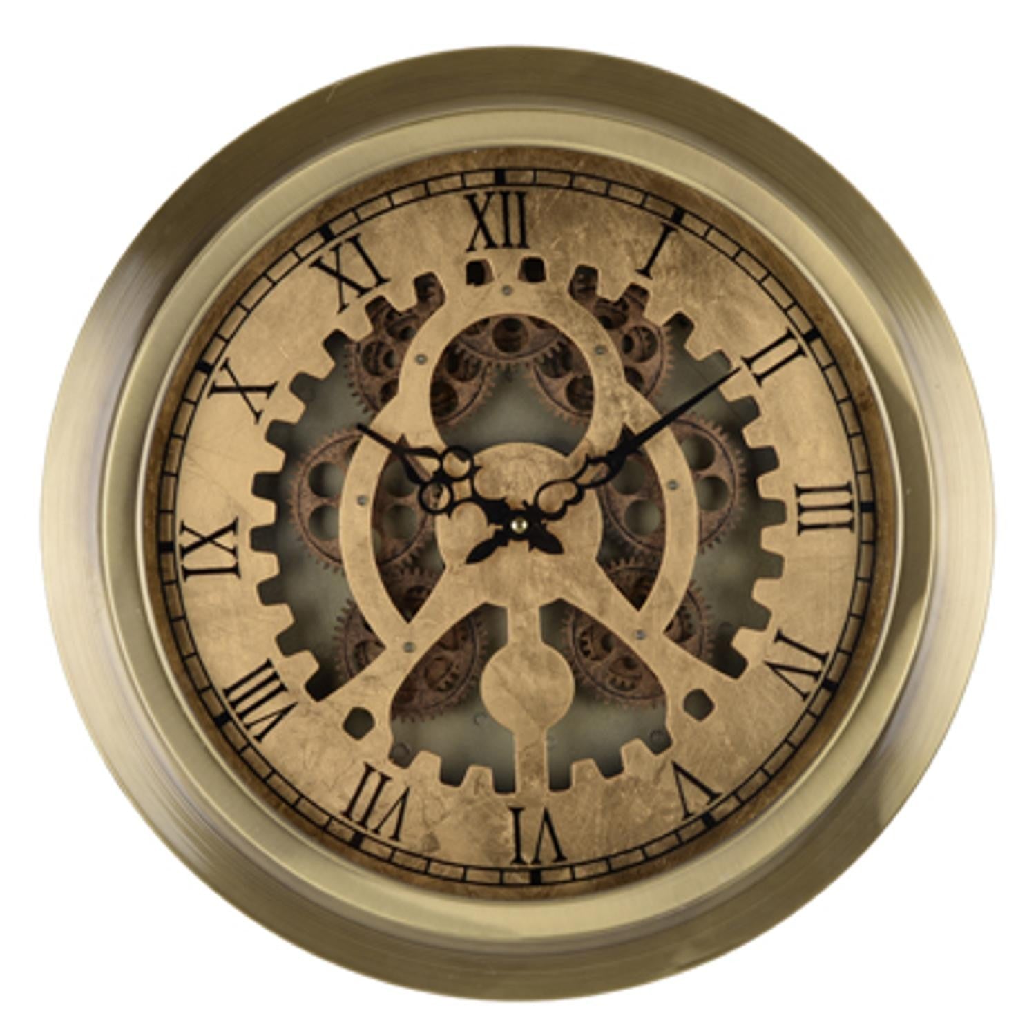 Gold Industrial Style Round Wall Clock-0