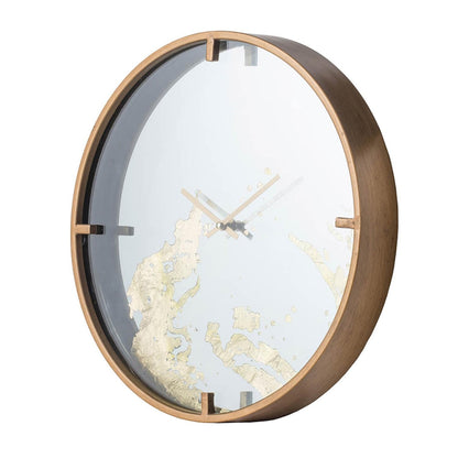 2" Round Gold And White Wood Analog Wall Clock-1