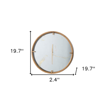 2" Round Gold Wood Analog Wall Clock-4