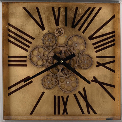 Golden Gears Roman Numeral Square Wall Clock-2