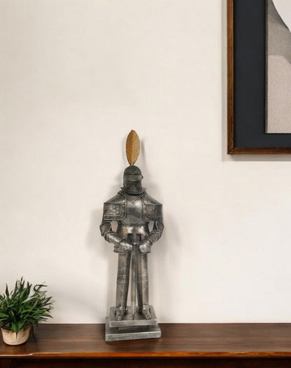 18" Gray Metal Hand Painted Figurine Tabletop Sculpture-0