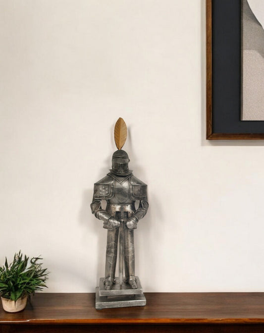 18" Gray Metal Hand Painted Figurine Tabletop Sculpture-0