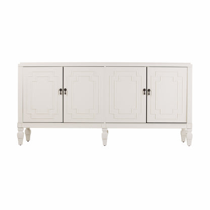 64" White Solid Wood Sideboard with Four Doors-1