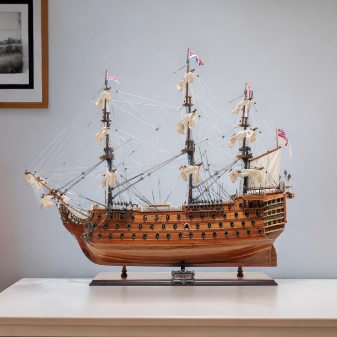 36" Wood Brown Solid Wood Hand Painted HMS Victory Exclusive Edition Model Boat-1