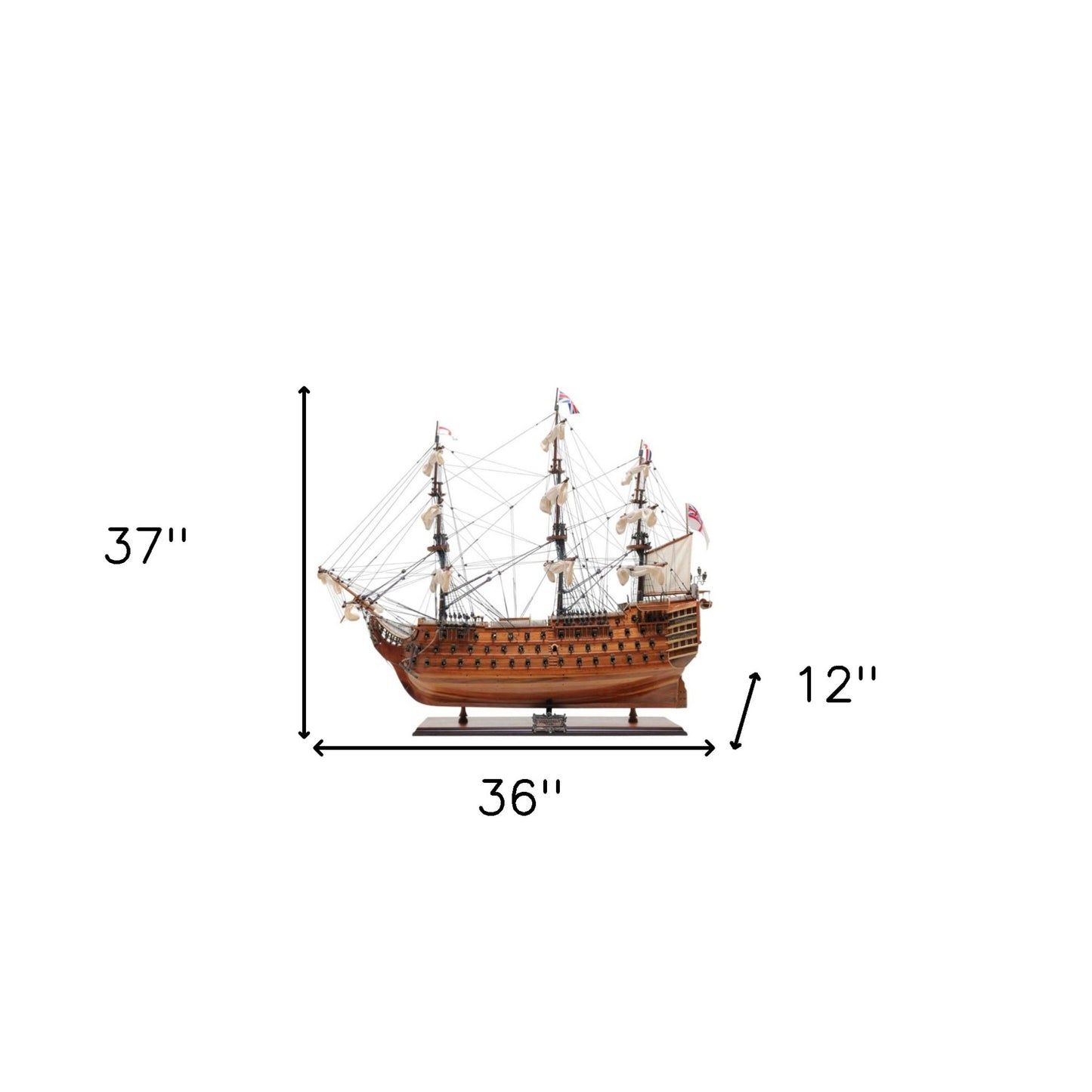 36" Wood Brown Solid Wood Hand Painted HMS Victory Exclusive Edition Model Boat-8