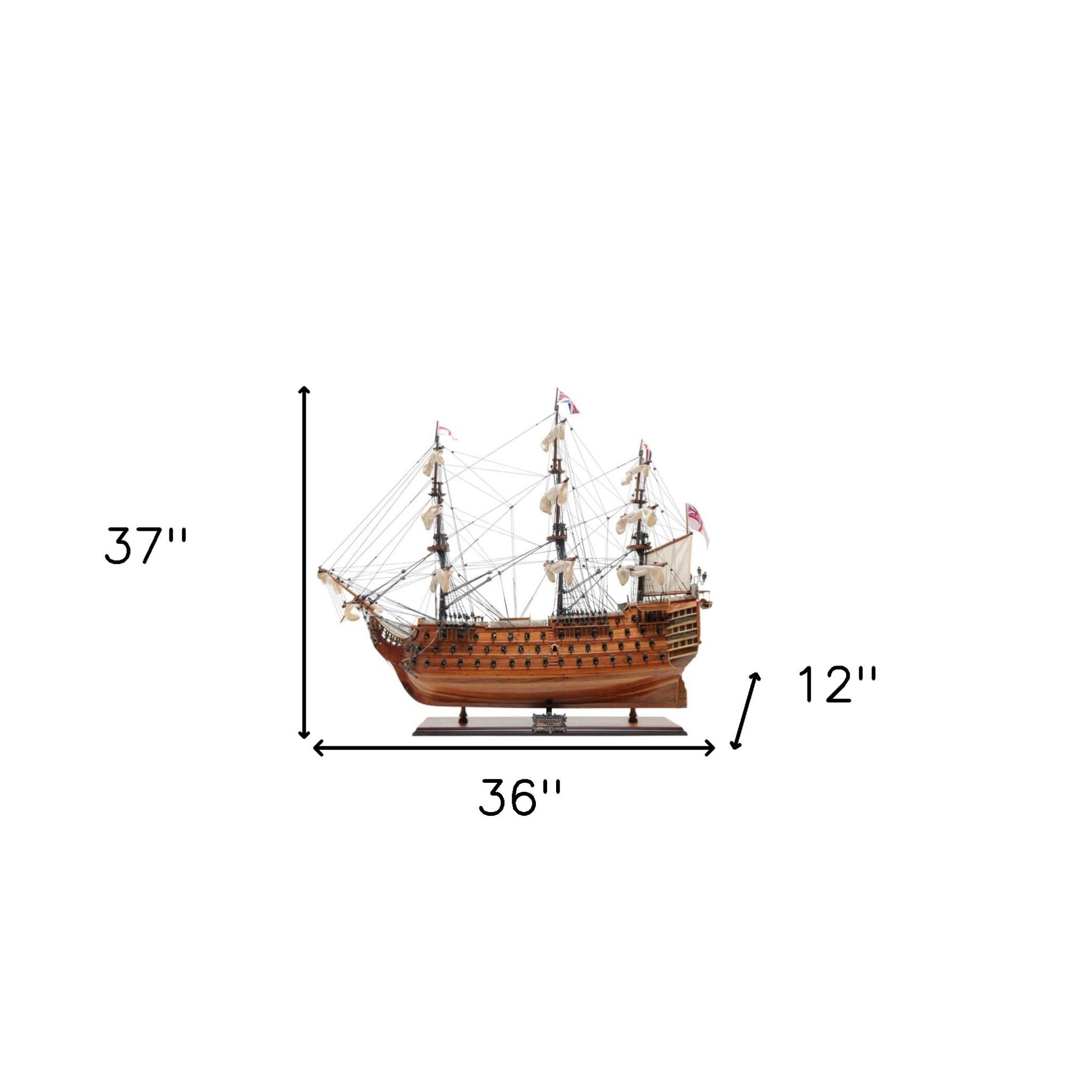 36" Wood Brown Solid Wood Hand Painted HMS Victory Exclusive Edition Model Boat-8