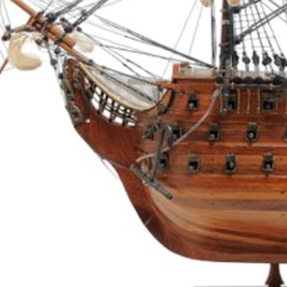 36" Wood Brown Solid Wood Hand Painted HMS Victory Exclusive Edition Model Boat-5