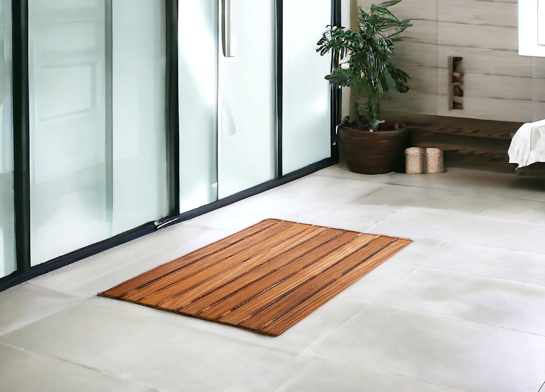 20" Premium Teak Shower Bath Mat-3