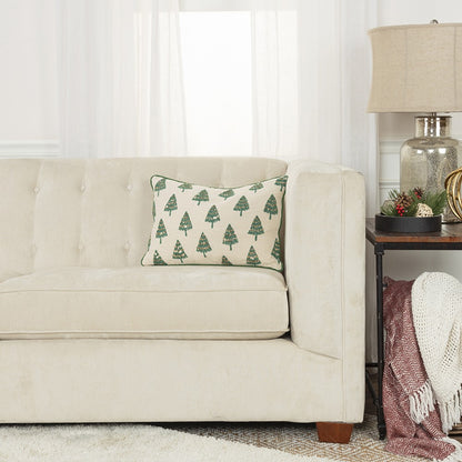 Ivory and Green Modern Christmas Tree Lumbar Throw Pillow-5