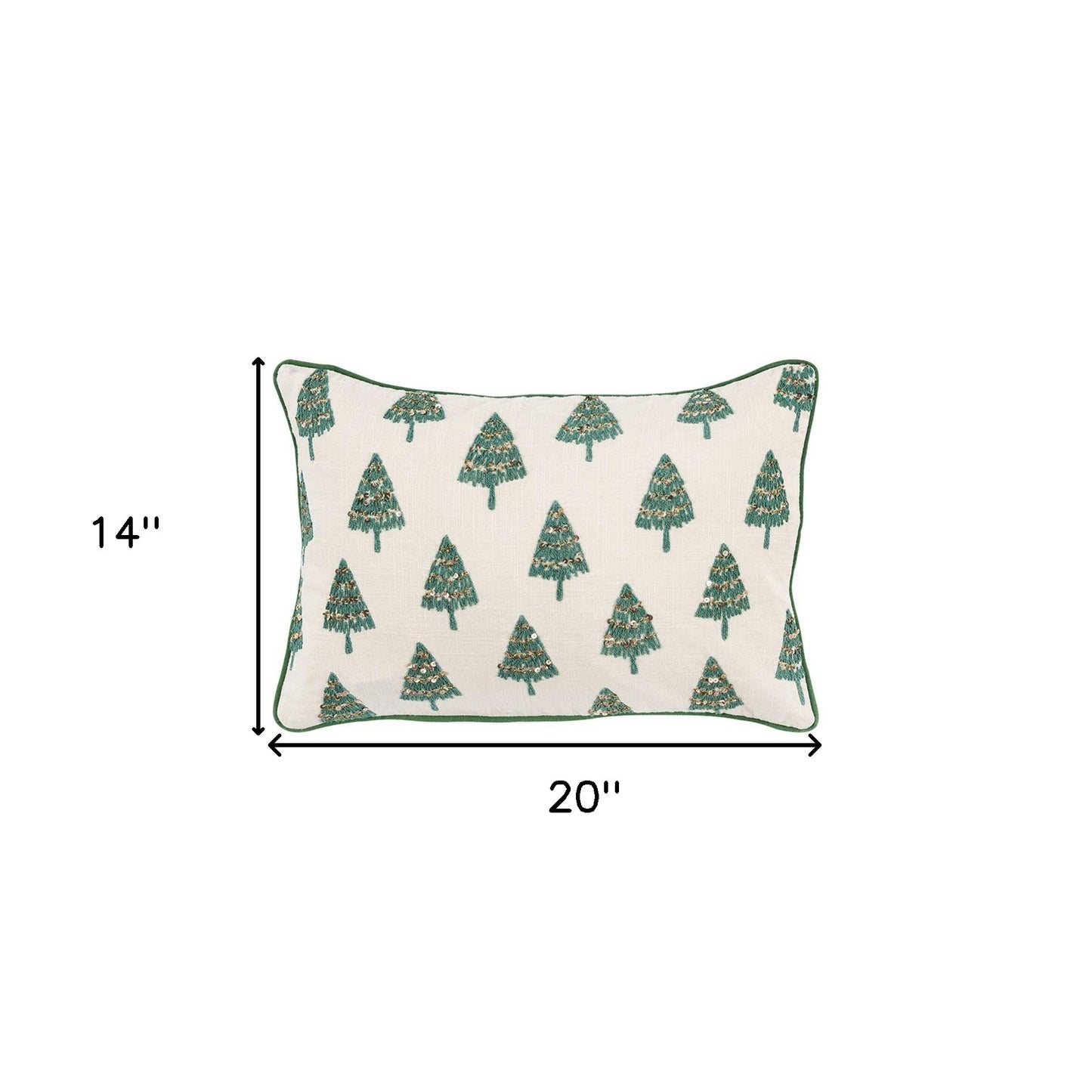 Ivory and Green Modern Christmas Tree Lumbar Throw Pillow-6