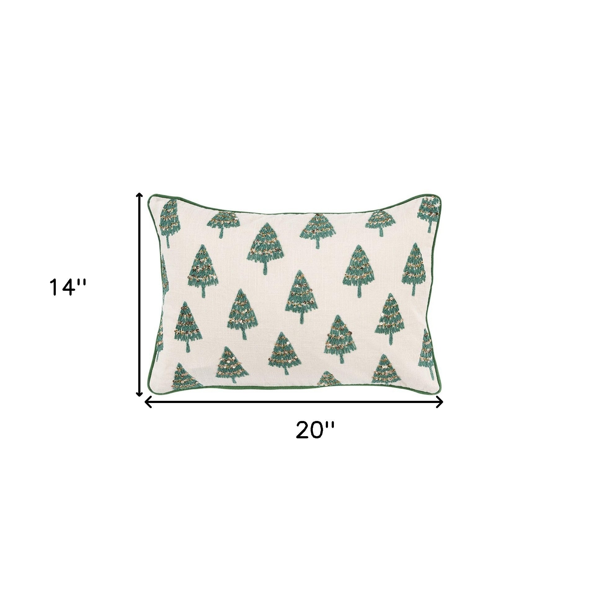 Ivory and Green Modern Christmas Tree Lumbar Throw Pillow-6