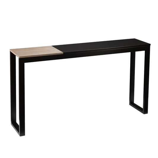 56" Natural and Black and Black Sled Console Table-0