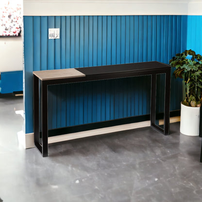 56" Natural and Black and Black Sled Console Table-2