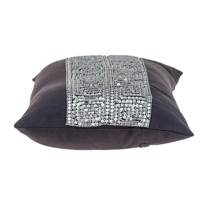 Glam Gray with Silver Sequins Lumbar Throw Pillow-3