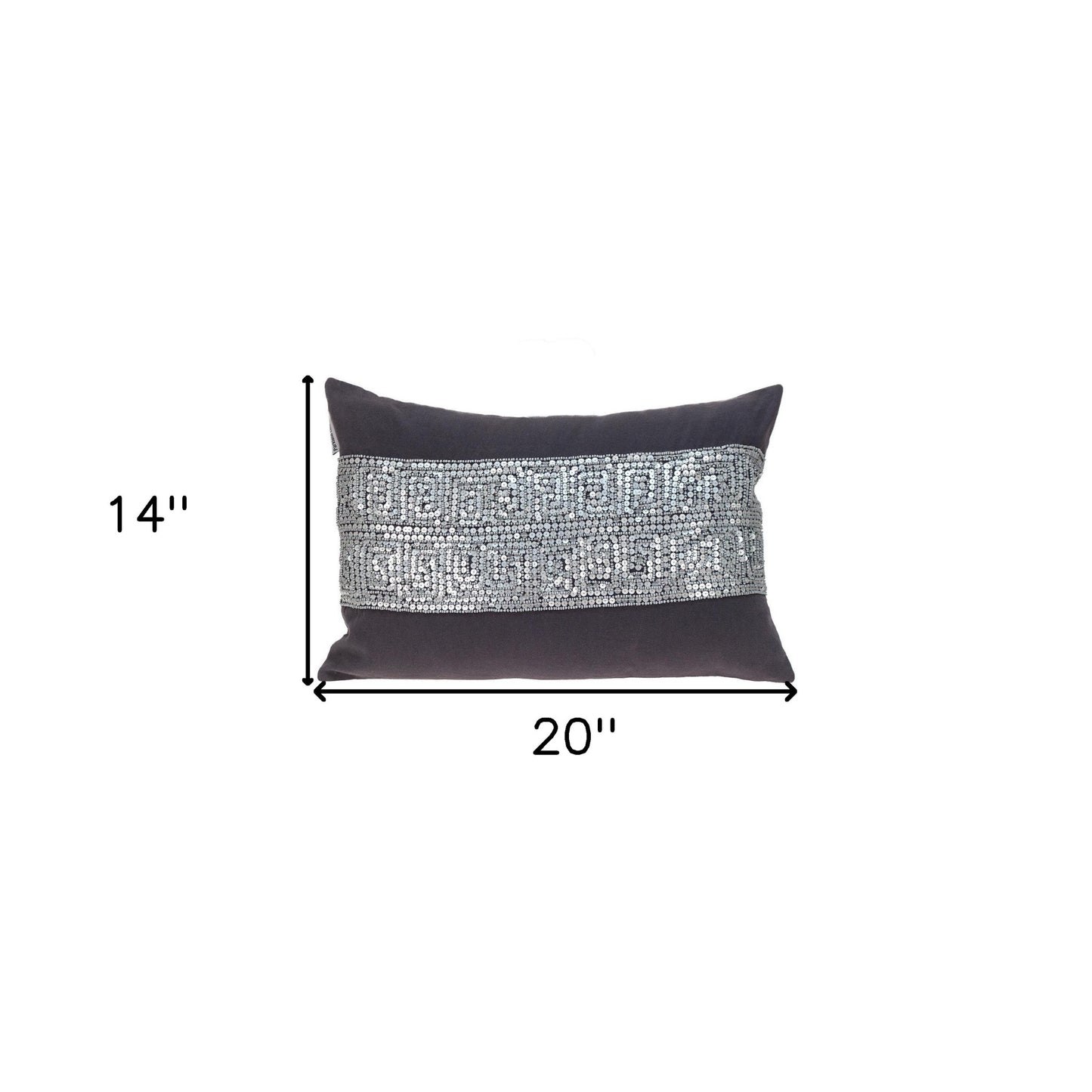 Glam Gray with Silver Sequins Lumbar Throw Pillow-6
