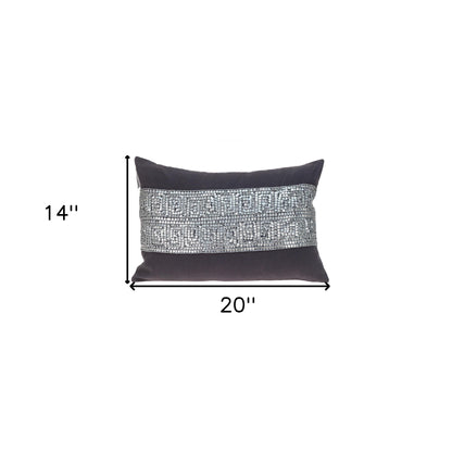 Glam Gray with Silver Sequins Lumbar Throw Pillow-6