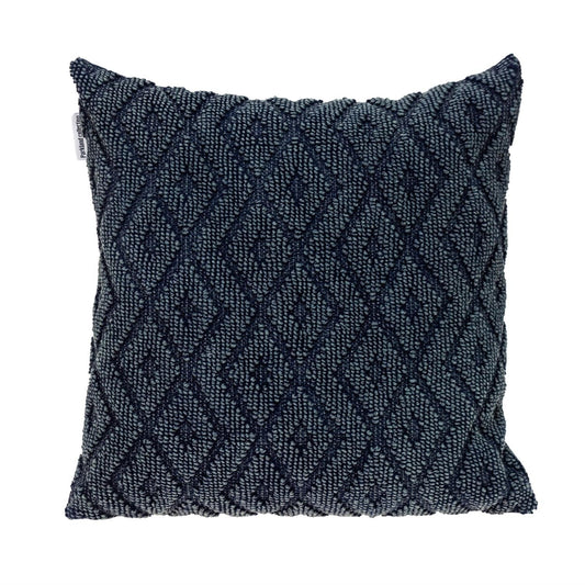 Jacquard Diamond Pattern Decorative Navy Throw Pillow-0