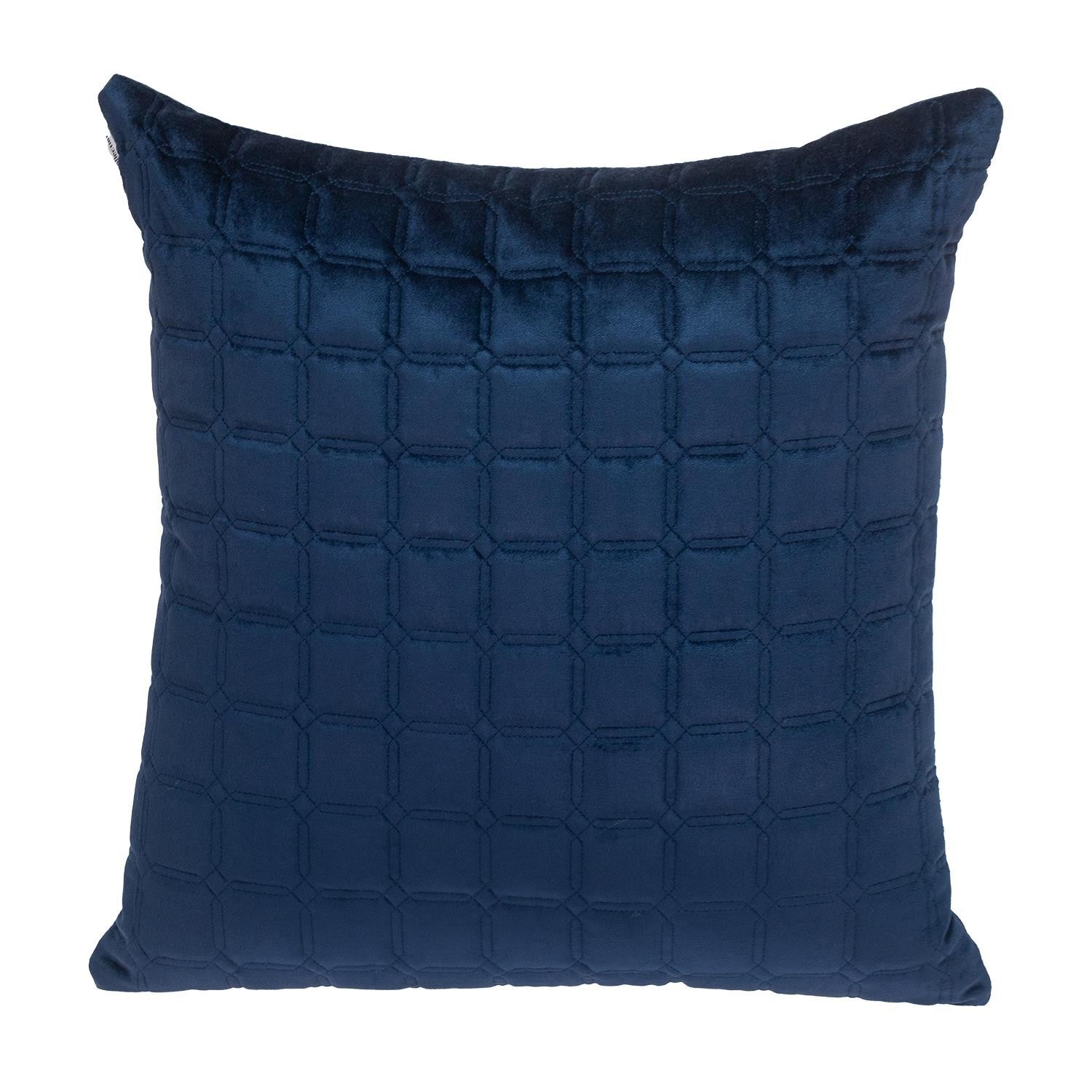 20" Navy Blue Cotton Blend Throw Pillow-1