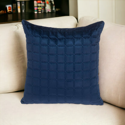 20" Navy Blue Cotton Blend Throw Pillow-0