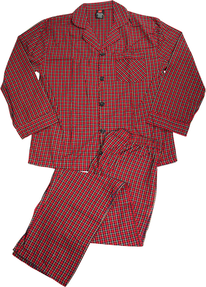 Hanes Men's Woven Cotton Blend Long Sleeve Plaid Sleepwear Pajama Set, 40290-1