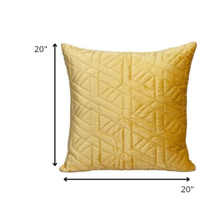 20" Yellow Cotton Blend Throw Pillow-6