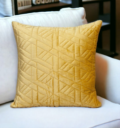 20" Yellow Cotton Blend Throw Pillow-1