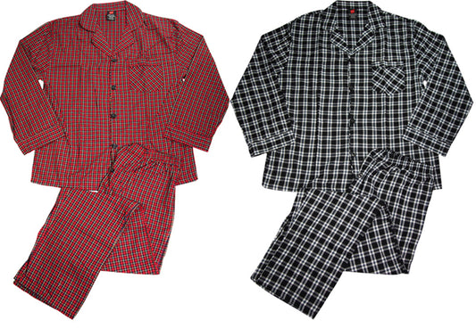 Hanes Men's Woven Cotton Blend Long Sleeve Plaid Sleepwear Pajama Set, 40290-0