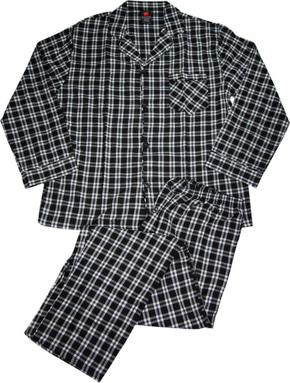 Hanes Men's Woven Cotton Blend Long Sleeve Plaid Sleepwear Pajama Set, 40290-3