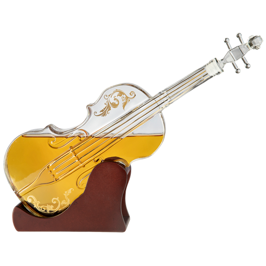 Glass Violin Decanter, Mahogany Base - The Wine Savant 1000 ML Glass Decanter For Whiskey, Scotch, Spirits, Wine Or Vodka For Music Lovers-0