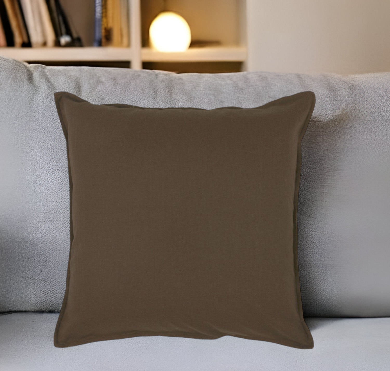 20" Brown Cotton Throw Pillow-1