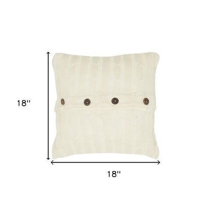 18" Ivory Cotton Throw Pillow-4