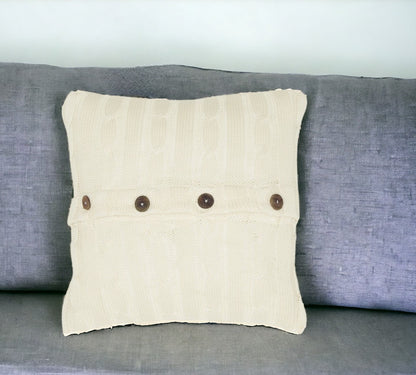18" Ivory Cotton Throw Pillow-1