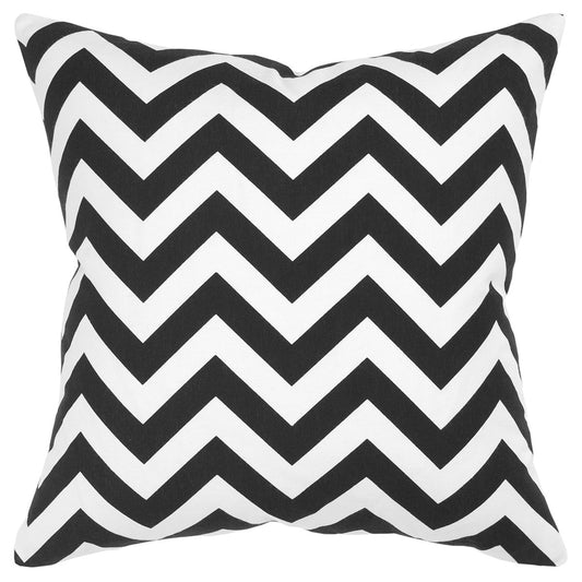 18" Black and Ivory Cotton Throw Pillow-0
