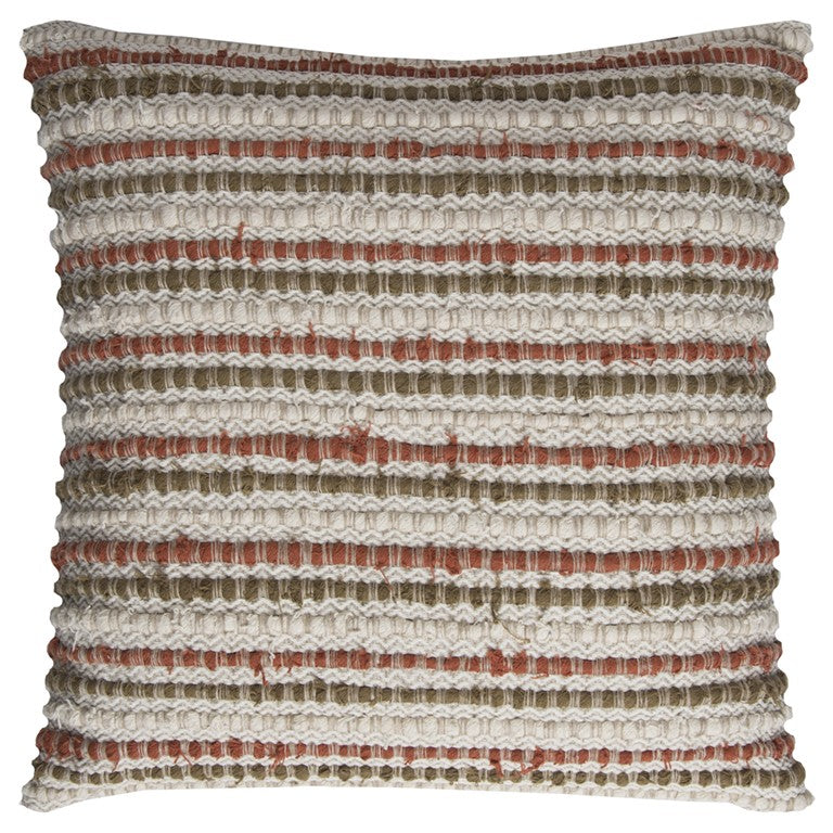 Brown Beige Nubby Texture Bands Throw Pillow-0