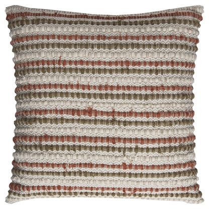 Brown Beige Nubby Texture Bands Throw Pillow-0