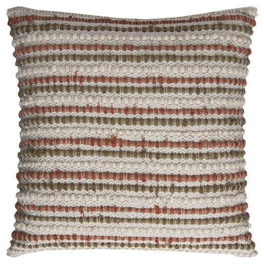Brown Beige Nubby Texture Bands Throw Pillow-0