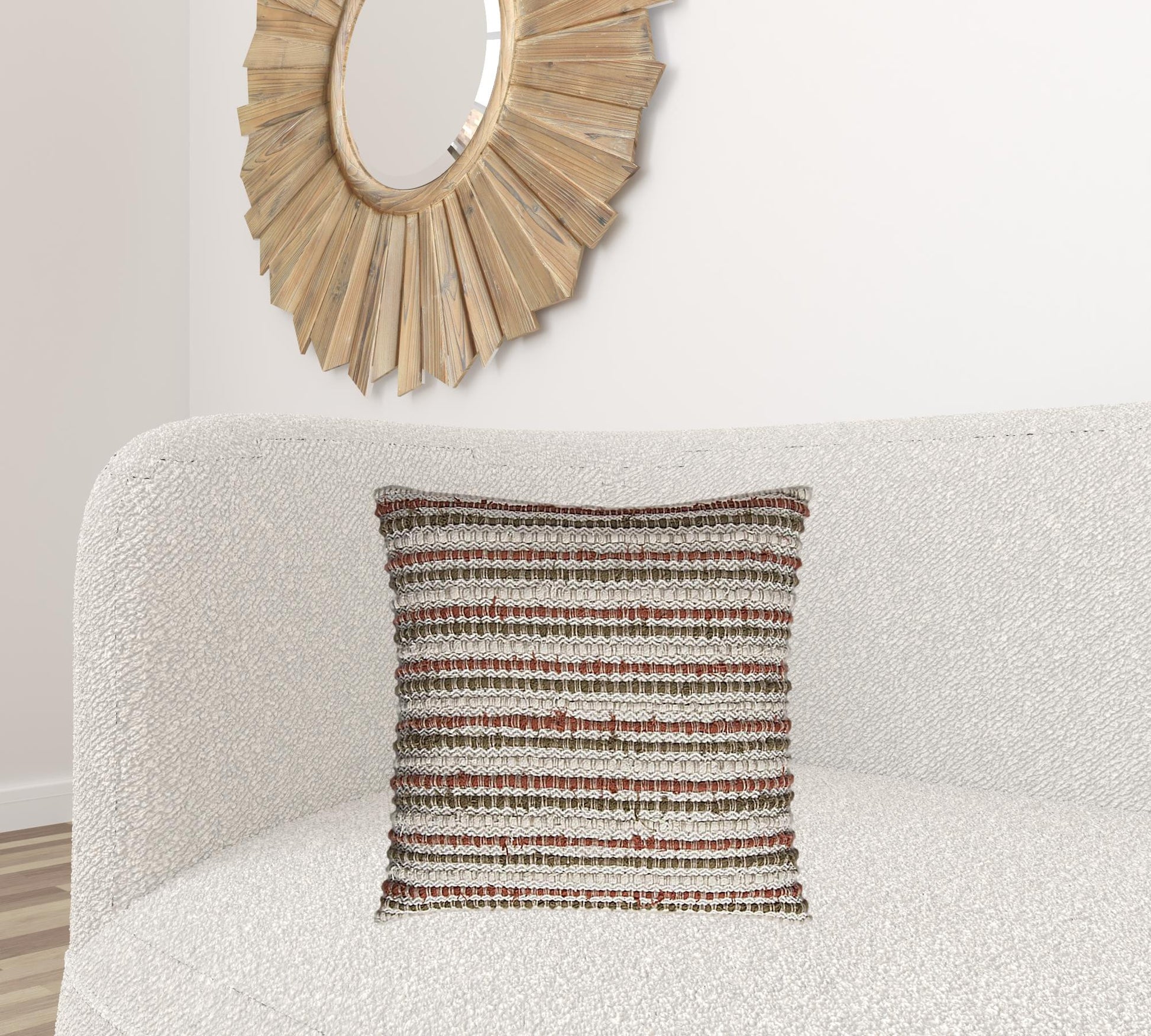 Brown Beige Nubby Texture Bands Throw Pillow-1
