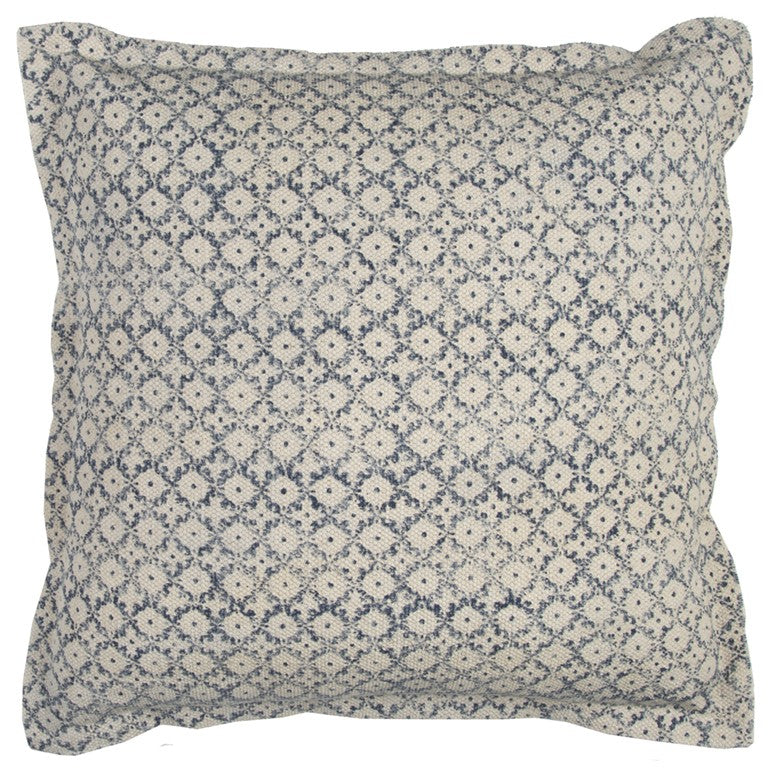 Blue Beige Distressed Block Throw Pillow-0