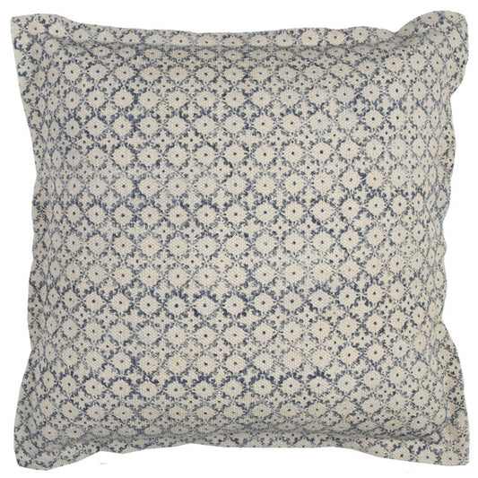 Blue Beige Distressed Block Throw Pillow-0